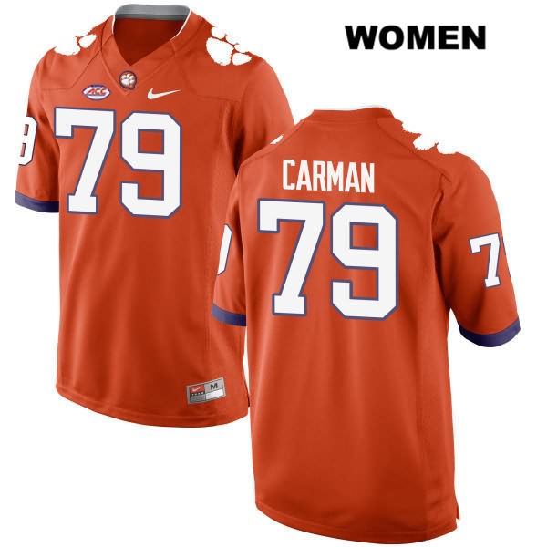 Women's Clemson Tigers #79 Jackson Carman Stitched Orange Authentic Style 2 Nike NCAA College Football Jersey JED8346JK